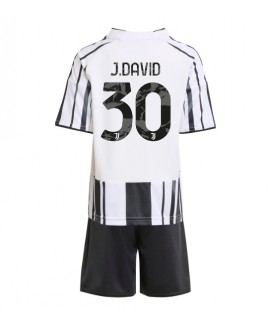 Günstige Juventus Jonathan David #30 Heimtrikotsatz Kinder 2025-26 Kurzarm (+ Kurze Hosen)